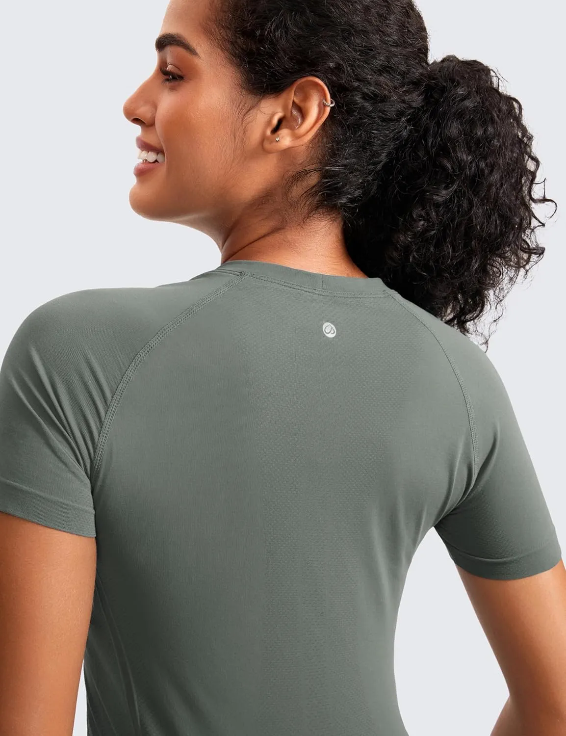 CRZ YOGA Seamless Short Sleeve Shirts for Women Breathable Running Workout Tops Athletic Gym Yoga Basic T-Shirts