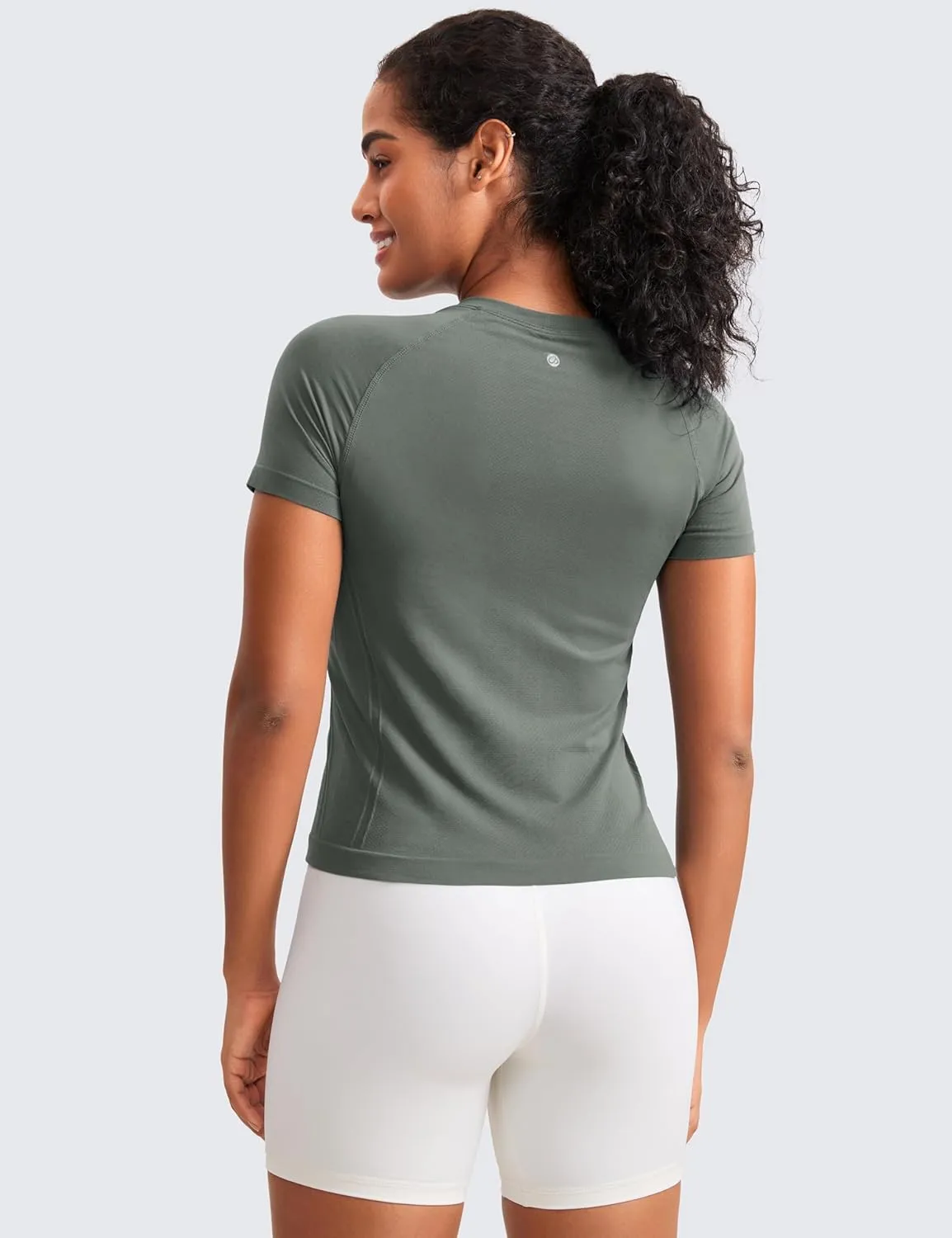 CRZ YOGA Seamless Short Sleeve Shirts for Women Breathable Running Workout Tops Athletic Gym Yoga Basic T-Shirts