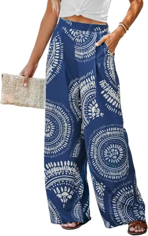CUPSHE Women Pants Tropical Floral Wide Leg Pants Straight Leg Fit Casual Dressy