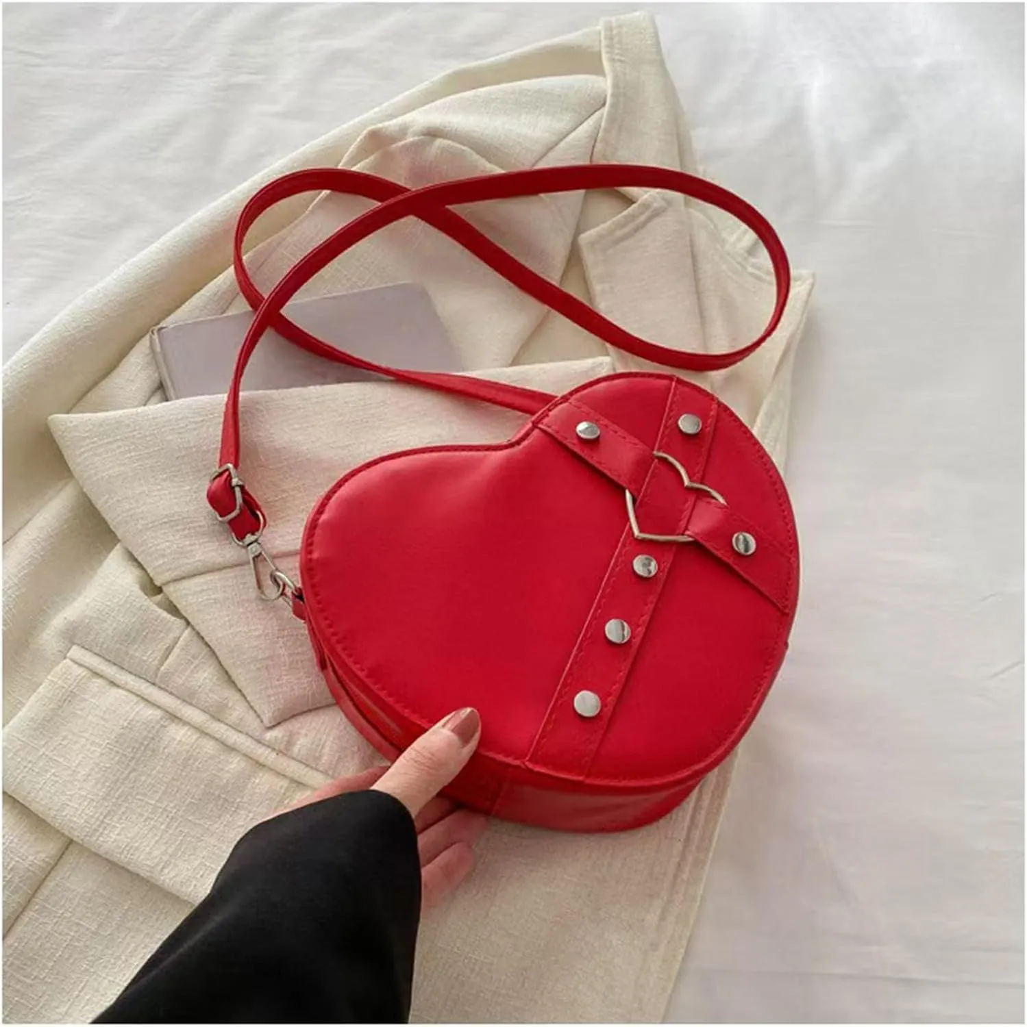 Cute Heart Shape Satchel Small Trendy women Zip Around Shoulder Bag Purse for Girl
