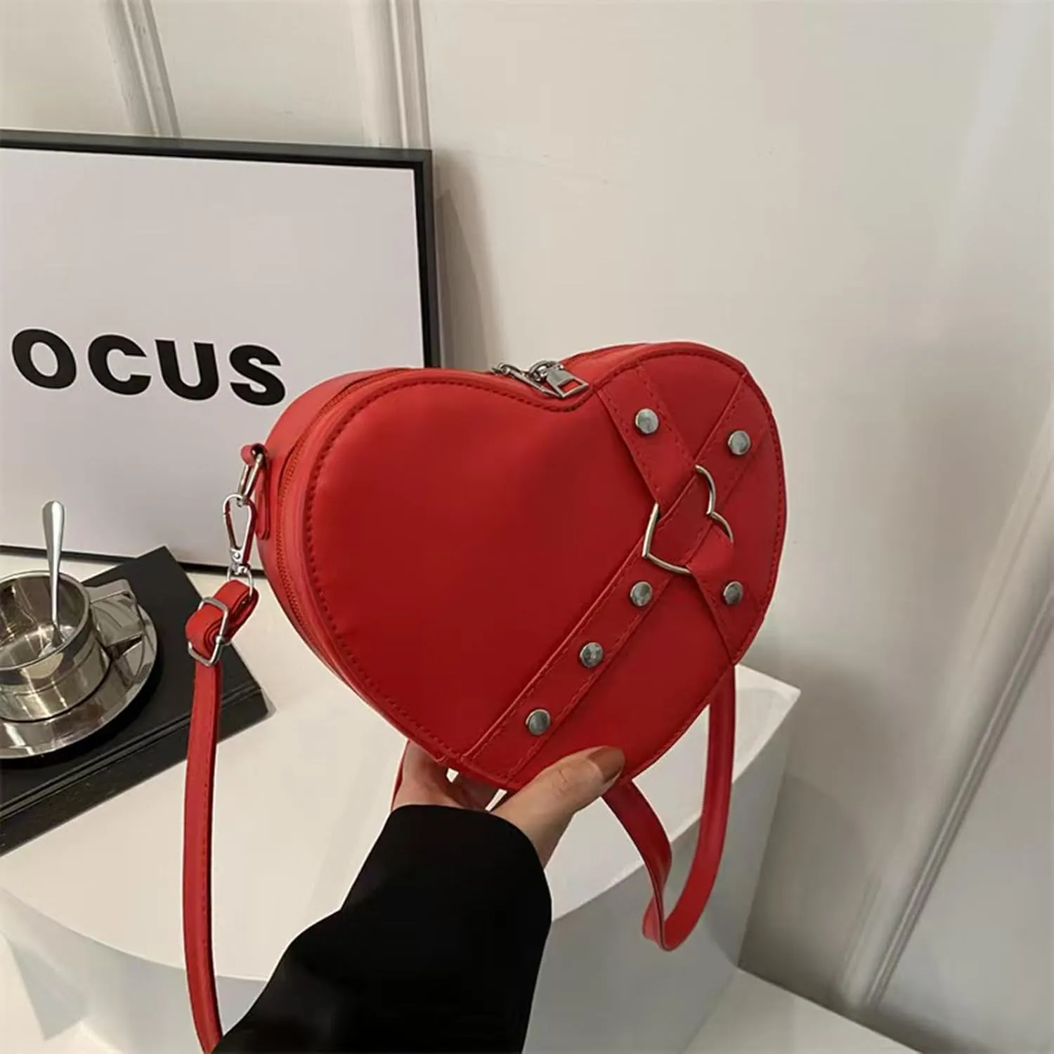 Cute Heart Shape Satchel Small Trendy women Zip Around Shoulder Bag Purse for Girl
