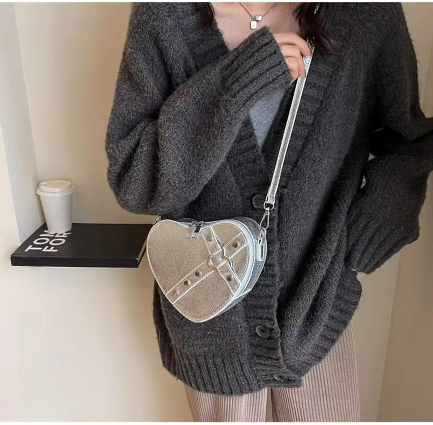 Cute Heart Shape Satchel Small Trendy women Zip Around Shoulder Bag Purse for Girl