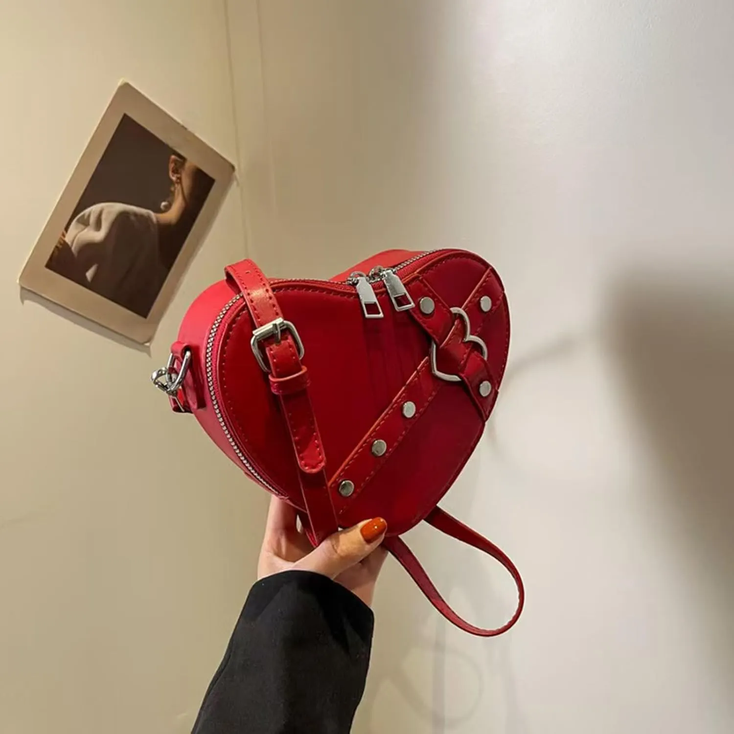 Cute Heart Shape Satchel Small Trendy women Zip Around Shoulder Bag Purse for Girl