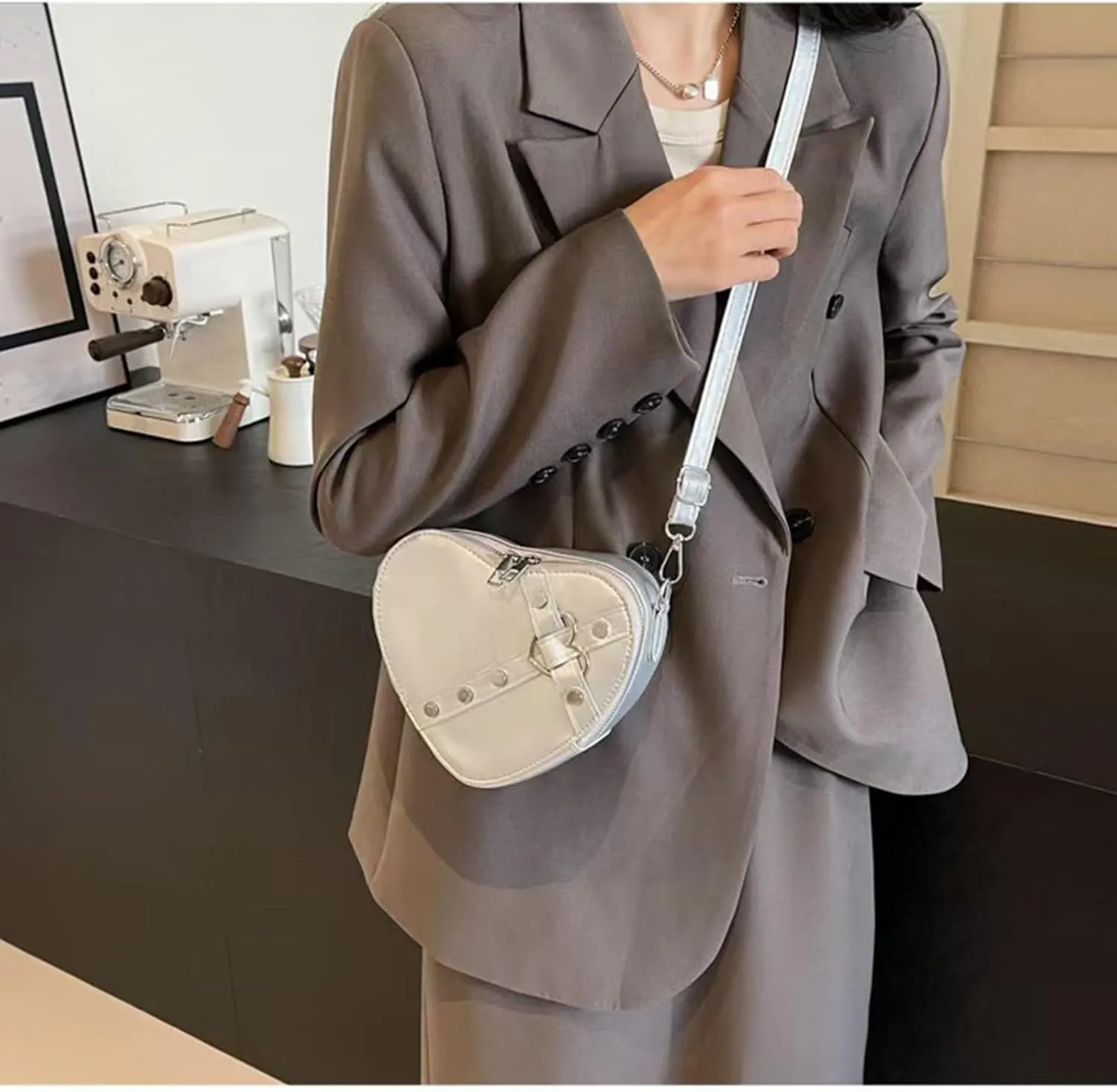 Cute Heart Shape Satchel Small Trendy women Zip Around Shoulder Bag Purse for Girl