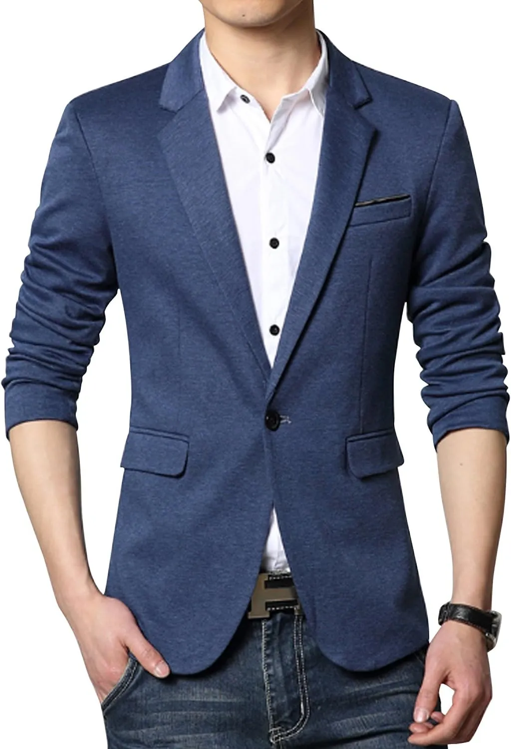 DAVID.ANN Men's Fit Casual One Button Blazer Jacket
