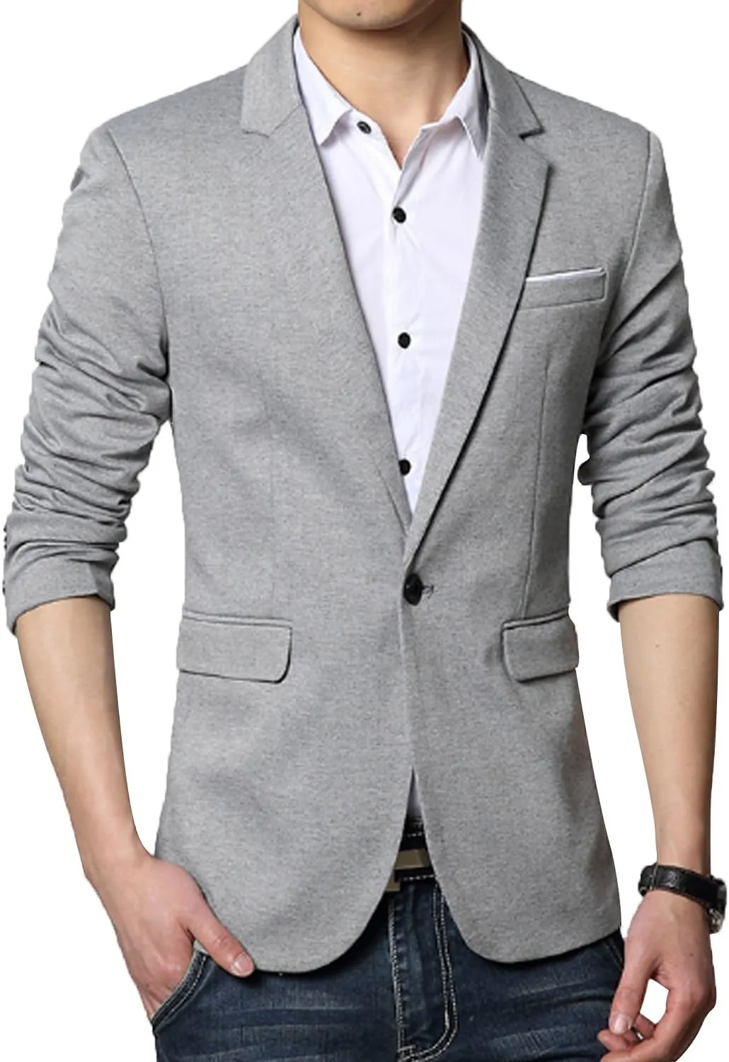 DAVID.ANN Men's Fit Casual One Button Blazer Jacket