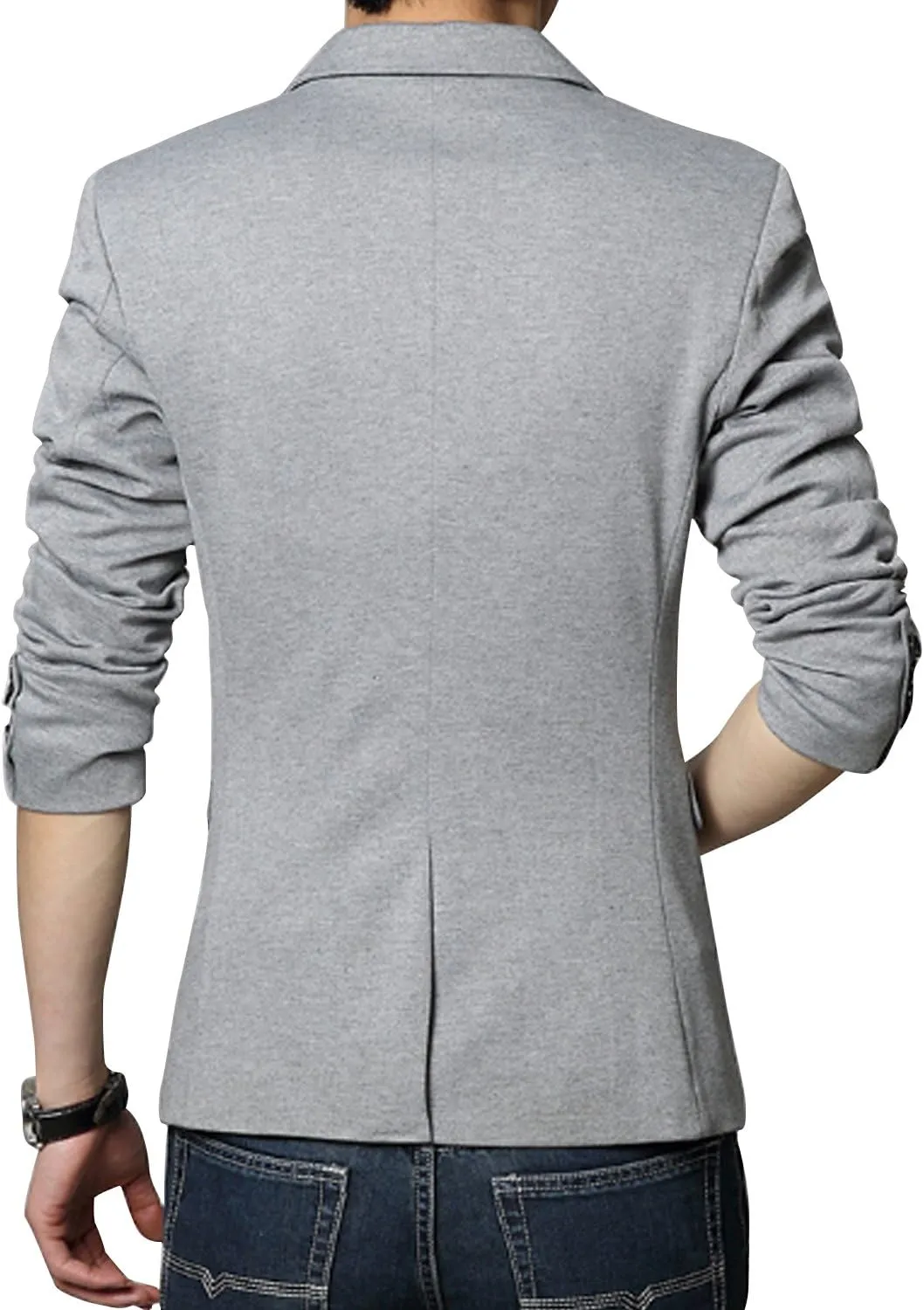 DAVID.ANN Men's Fit Casual One Button Blazer Jacket