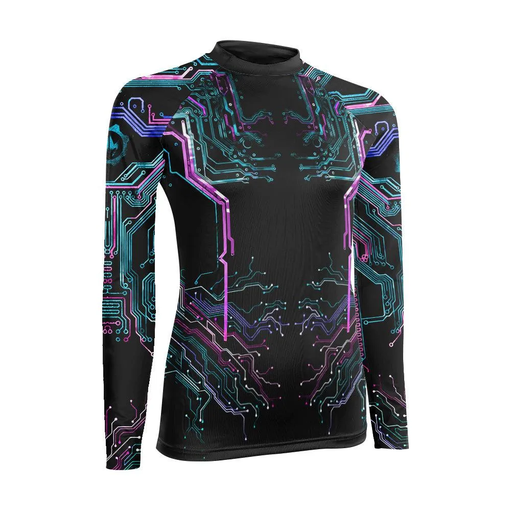 Deadly Glowing Circuit Women's Long Sleeve Rash Guard