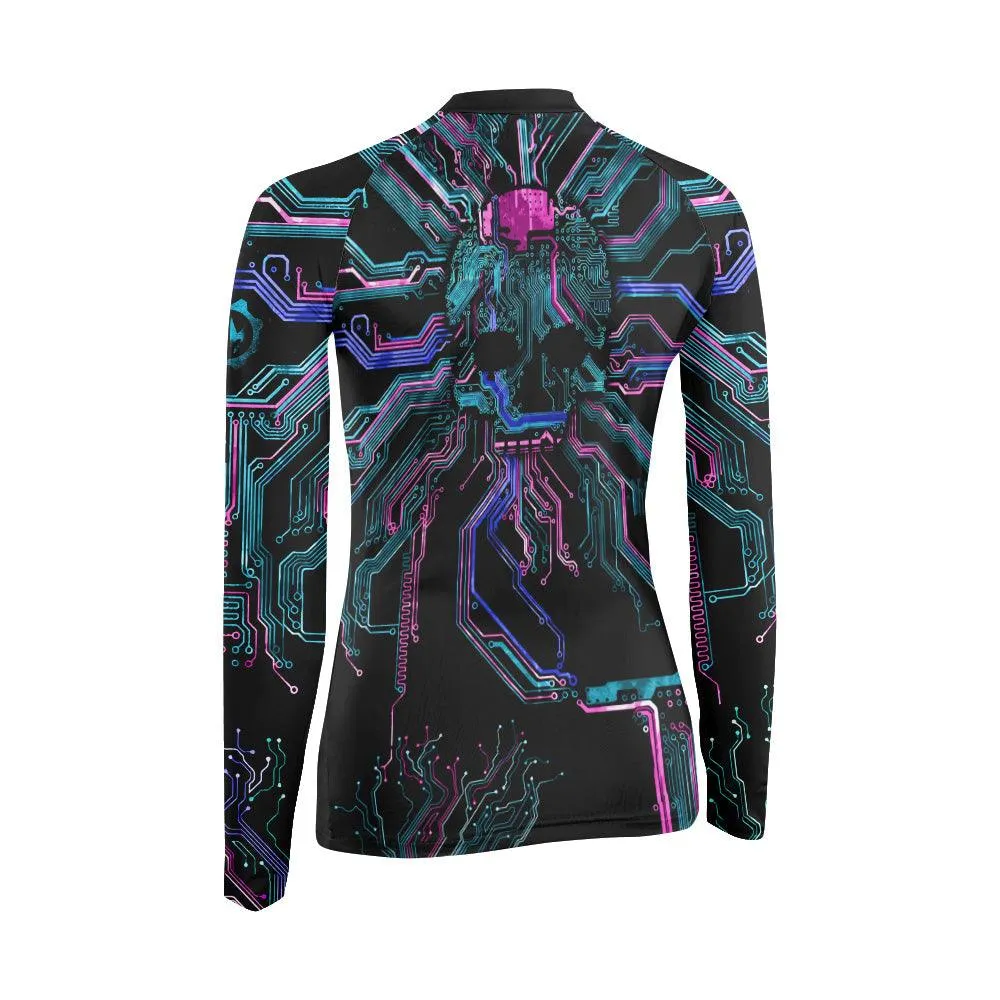 Deadly Glowing Circuit Women's Long Sleeve Rash Guard