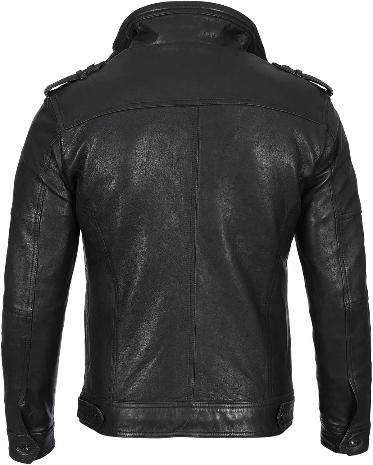 Decrum Mens Leather Jacket  Cafe Racer Style Casual Leather Jackets For Men