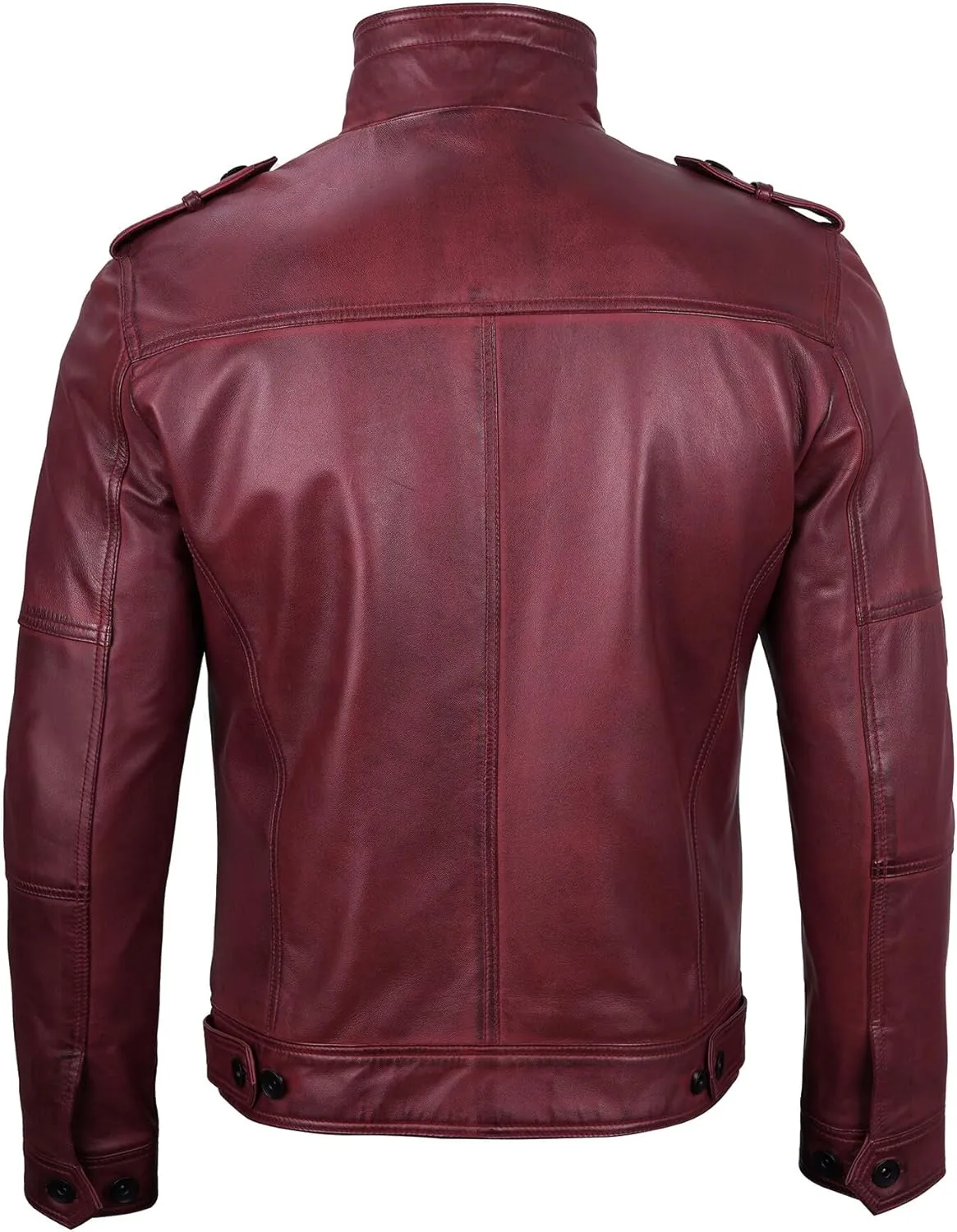 Decrum Mens Leather Jacket  Cafe Racer Style Casual Leather Jackets For Men