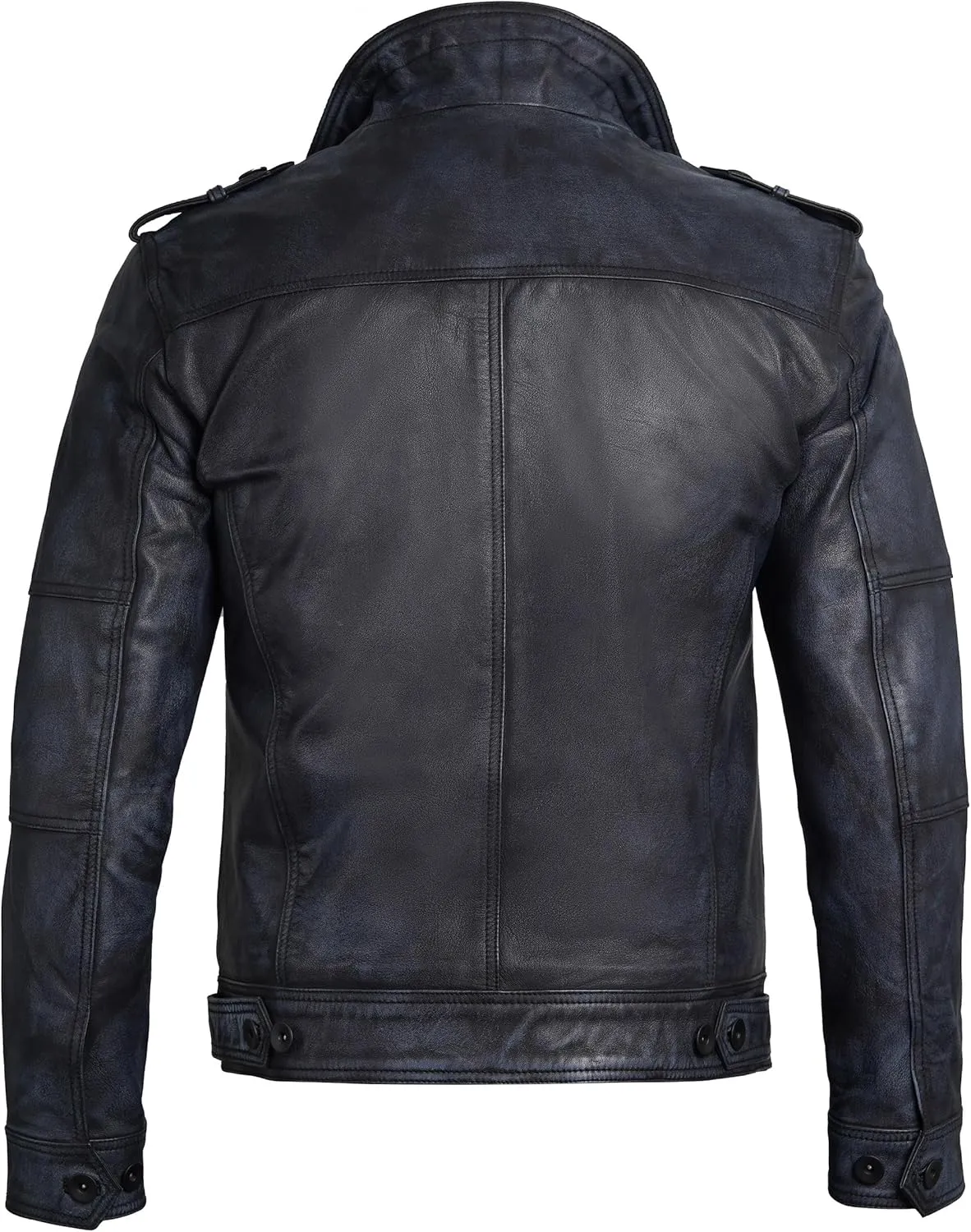 Decrum Mens Leather Jacket  Cafe Racer Style Casual Leather Jackets For Men