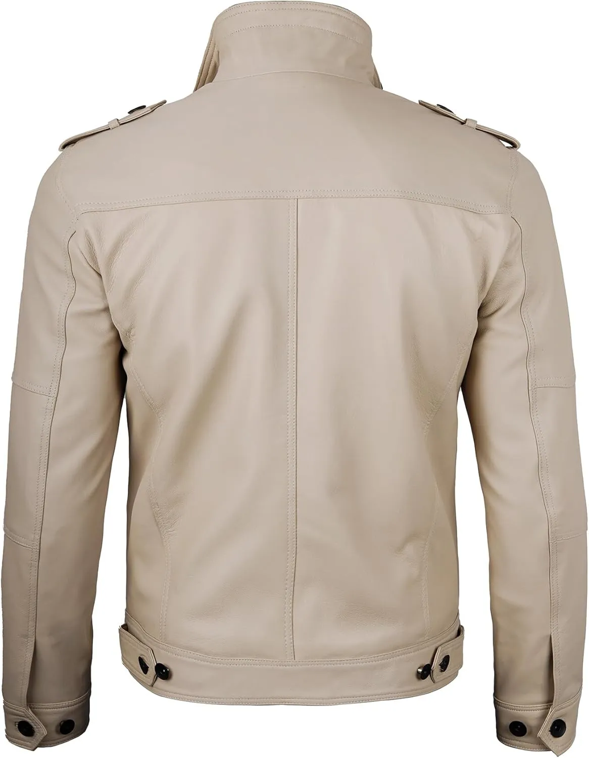 Decrum Mens Leather Jacket  Cafe Racer Style Casual Leather Jackets For Men
