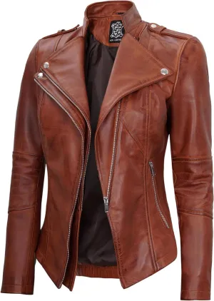 Decrum Women Leather Jacket - Casual Stylish Real Lambskin Leather Jackets for Women