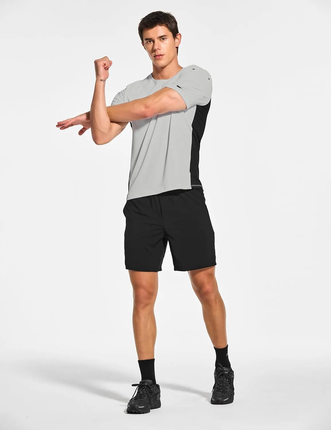 DEMOZU Men's Short Sleeve Running Workout Shirts Quick Dry Athletic Gym Tennis Swim Tee Shirts Big and Tall