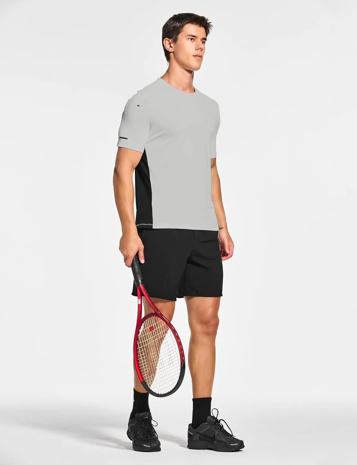 DEMOZU Men's Short Sleeve Running Workout Shirts Quick Dry Athletic Gym Tennis Swim Tee Shirts Big and Tall