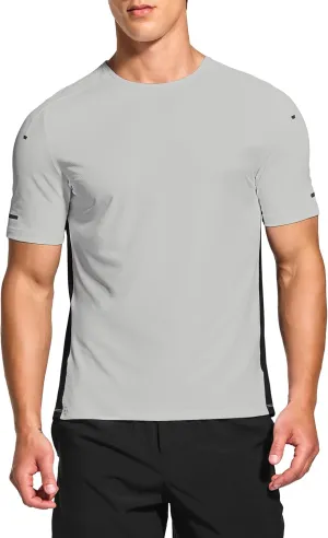 DEMOZU Men's Short Sleeve Running Workout Shirts Quick Dry Athletic Gym Tennis Swim Tee Shirts Big and Tall