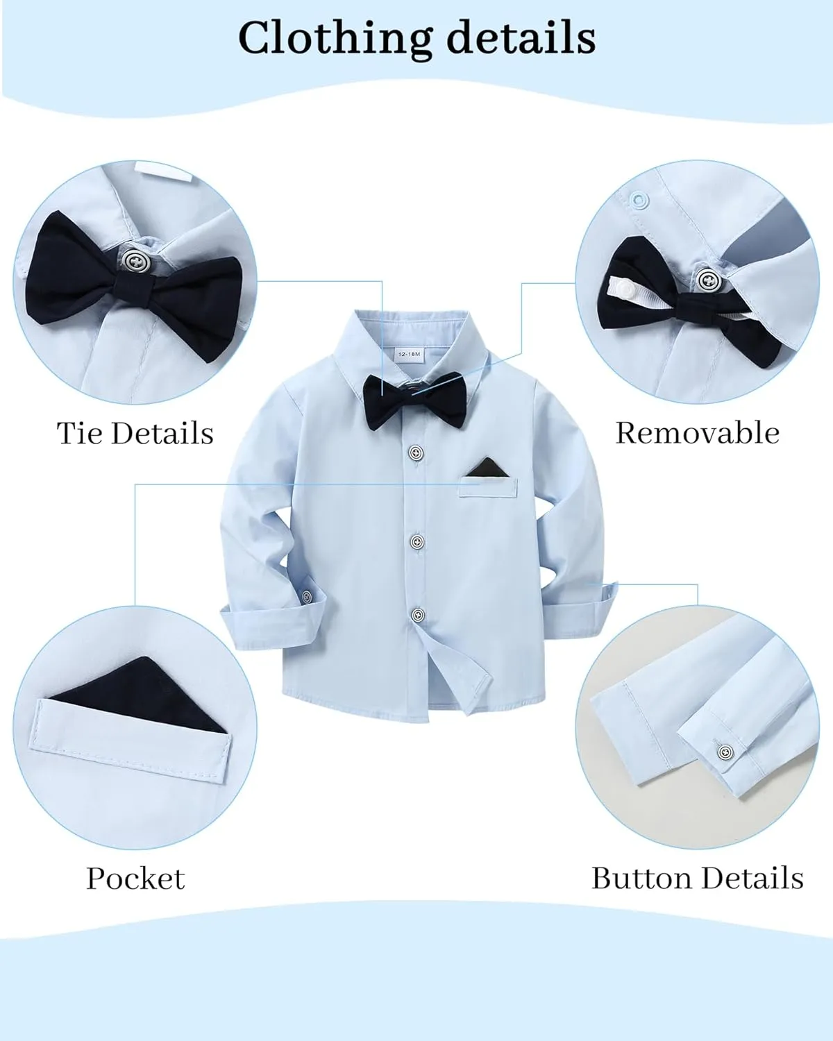 DISAUR Boy Suits Boys Wedding Outfit Dress Shirt with Bowtie/Suspender Pants for Formal Occasion 6-10 Years