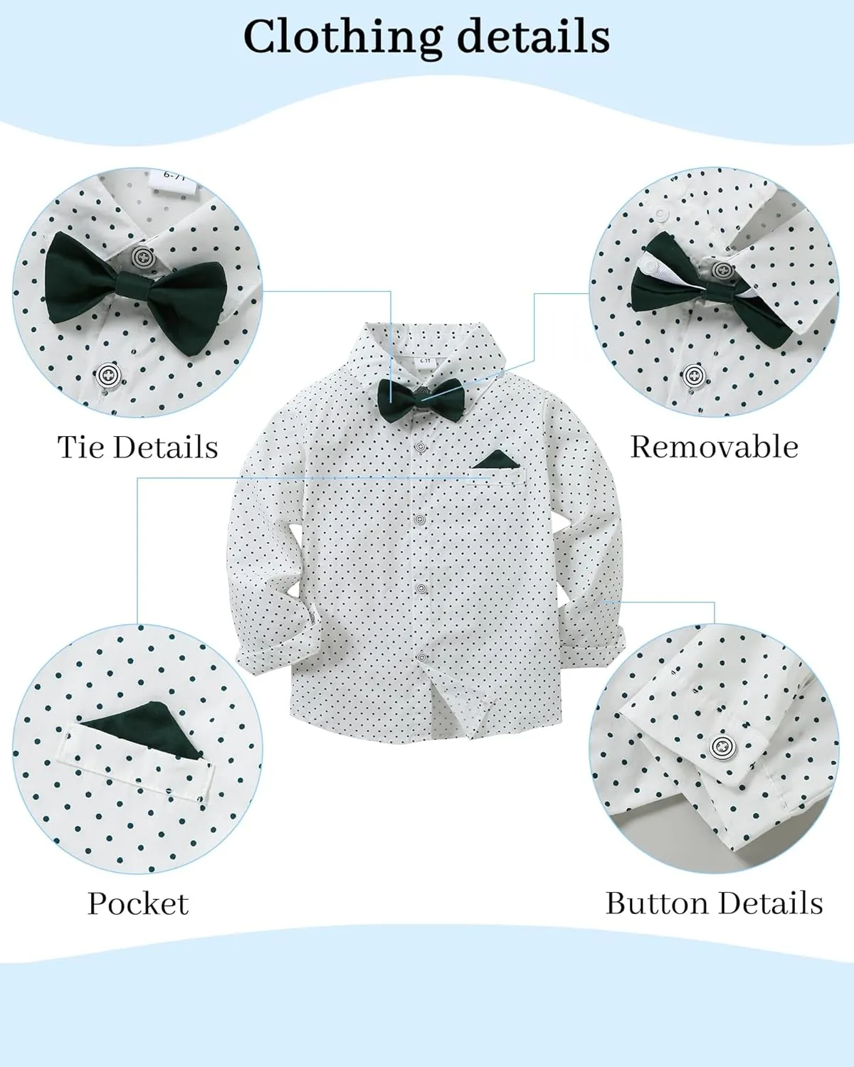DISAUR Boy Suits Boys Wedding Outfit Dress Shirt with Bowtie/Suspender Pants for Formal Occasion 6-10 Years