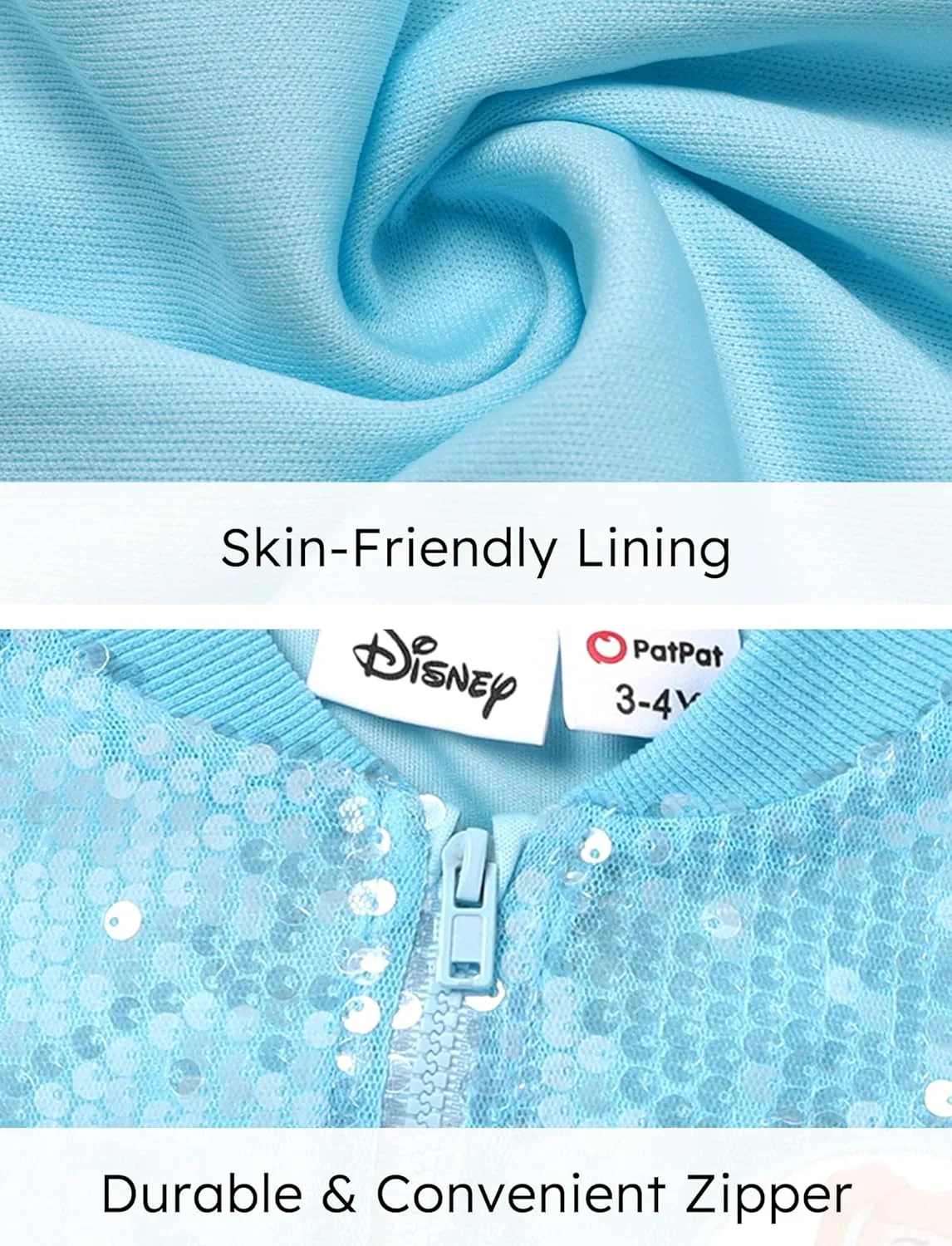 Disney Frozen Elsa Princess Moana Ariel Rapunzel Toddler Girl Varsity Bomber Jacket Lightweight Zip-up Sweatshirt 2-6T