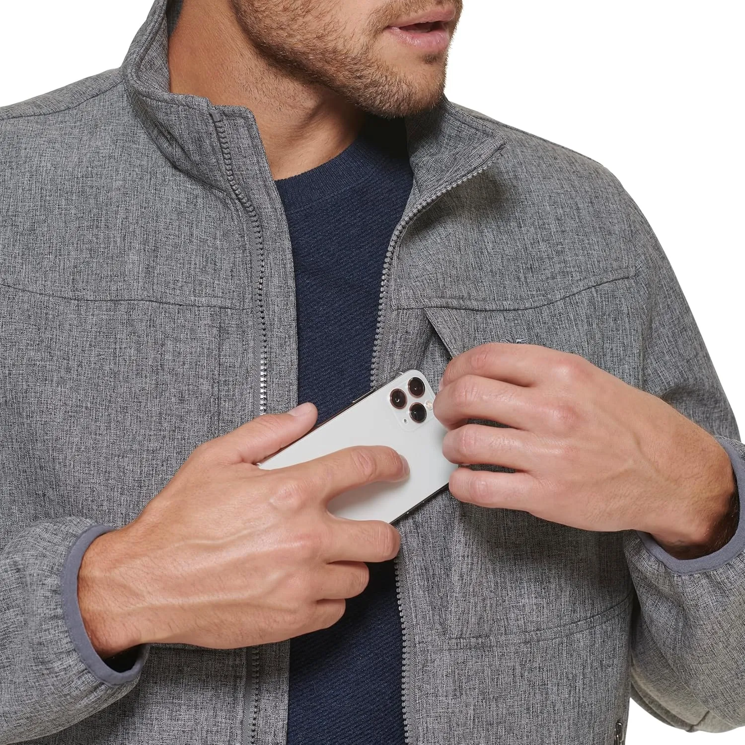 Dockers Men's Clean Zip-up Softshell Jacket