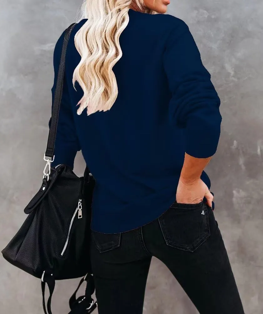 Dressmine Womens USA Shirt Casual Long Sleeve Graphic Tees Knit Crew Neck Sweatshirts Loose Pullover