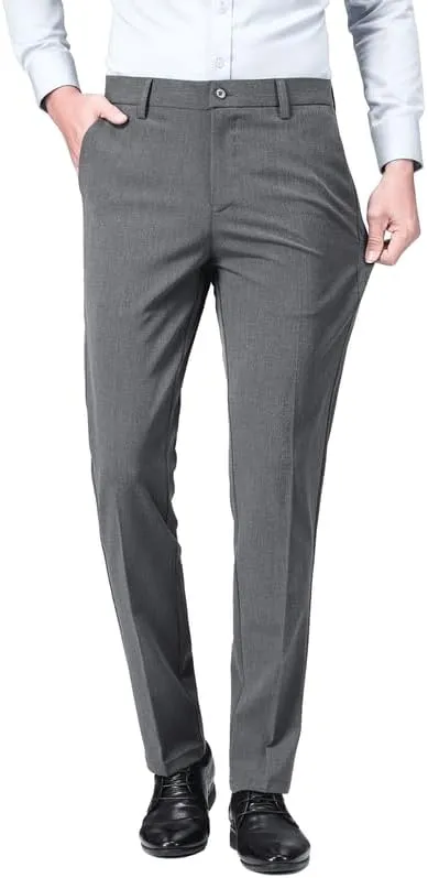 ESSYSHE Mens Slim Fit Dress Pants Flat Front Tapered Dress Pants Stretch Suit Pants for Men