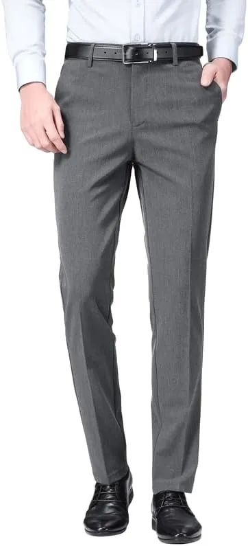 ESSYSHE Mens Slim Fit Dress Pants Flat Front Tapered Dress Pants Stretch Suit Pants for Men
