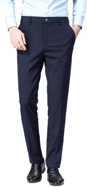 ESSYSHE Mens Slim Fit Dress Pants Flat Front Tapered Dress Pants Stretch Suit Pants for Men