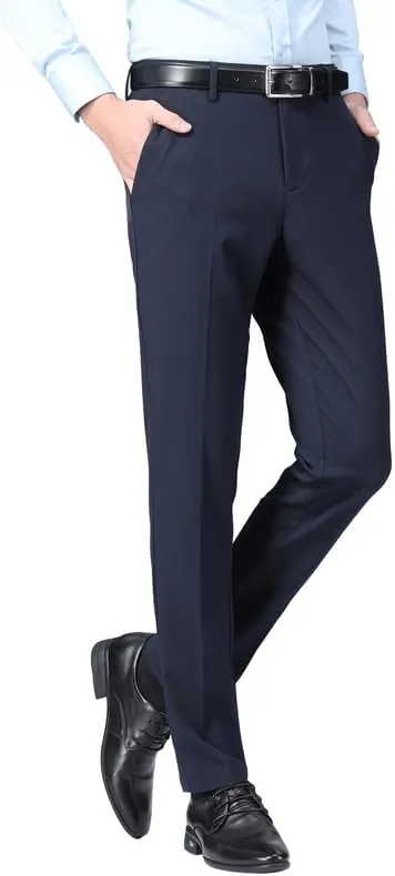 ESSYSHE Mens Slim Fit Dress Pants Flat Front Tapered Dress Pants Stretch Suit Pants for Men