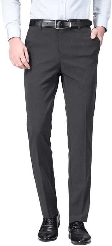 ESSYSHE Mens Slim Fit Dress Pants Flat Front Tapered Dress Pants Stretch Suit Pants for Men