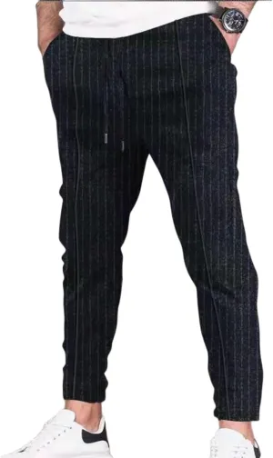 evzosrz Mens Stripe Casual Pants Straight Joggers Slim Fit Drawstring Lightweight Yoga Lounge Joggers Stretch Fall Trousers