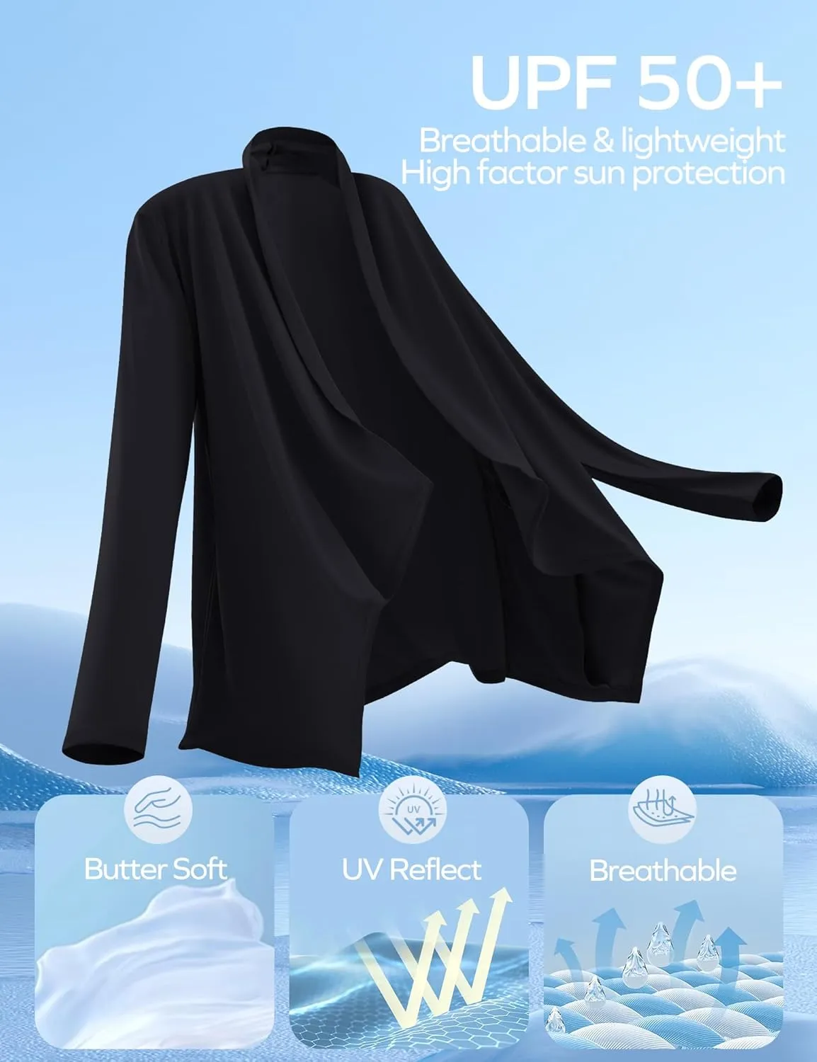 Ewedoos Women's UPF 50  Sun Shirts Sun Protection Clothing Lightweight Cardigans with Pockets Long Sleeve Beach Cover Up