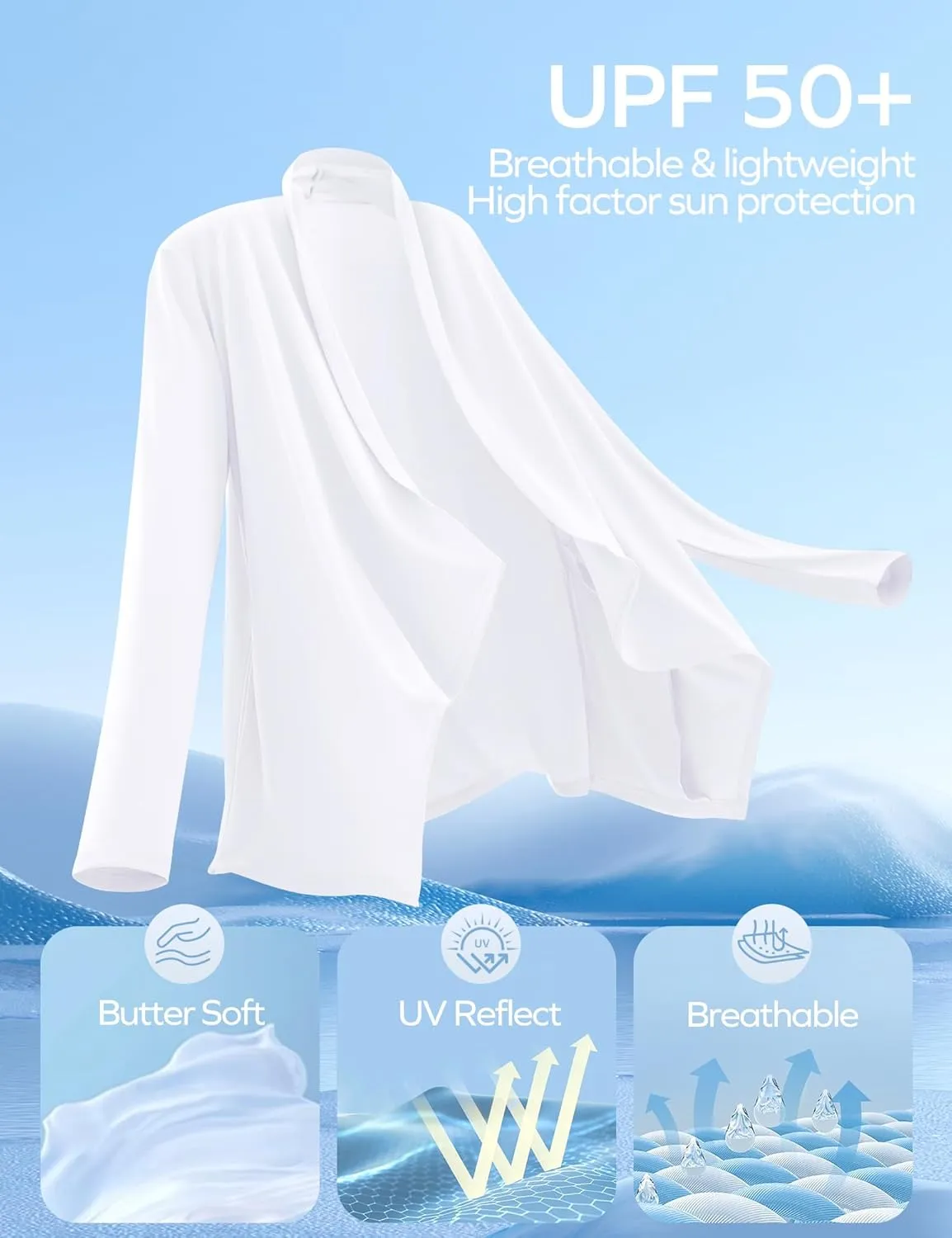 Ewedoos Women's UPF 50  Sun Shirts Sun Protection Clothing Lightweight Cardigans with Pockets Long Sleeve Beach Cover Up