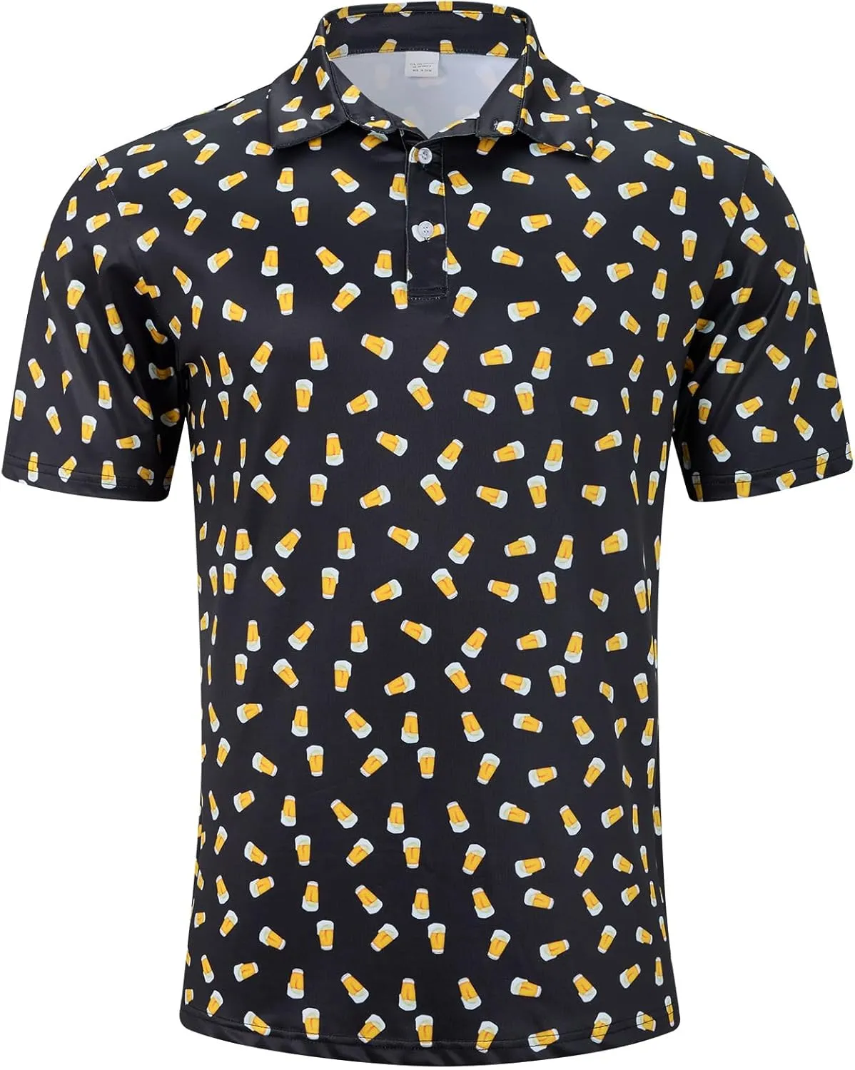 Fanient Men Golf Polo Shirts Short Sleeve 3D Printed Dry Fit Moisture Wicking 4-Way Stretch Summer Athletic Polo Shirts