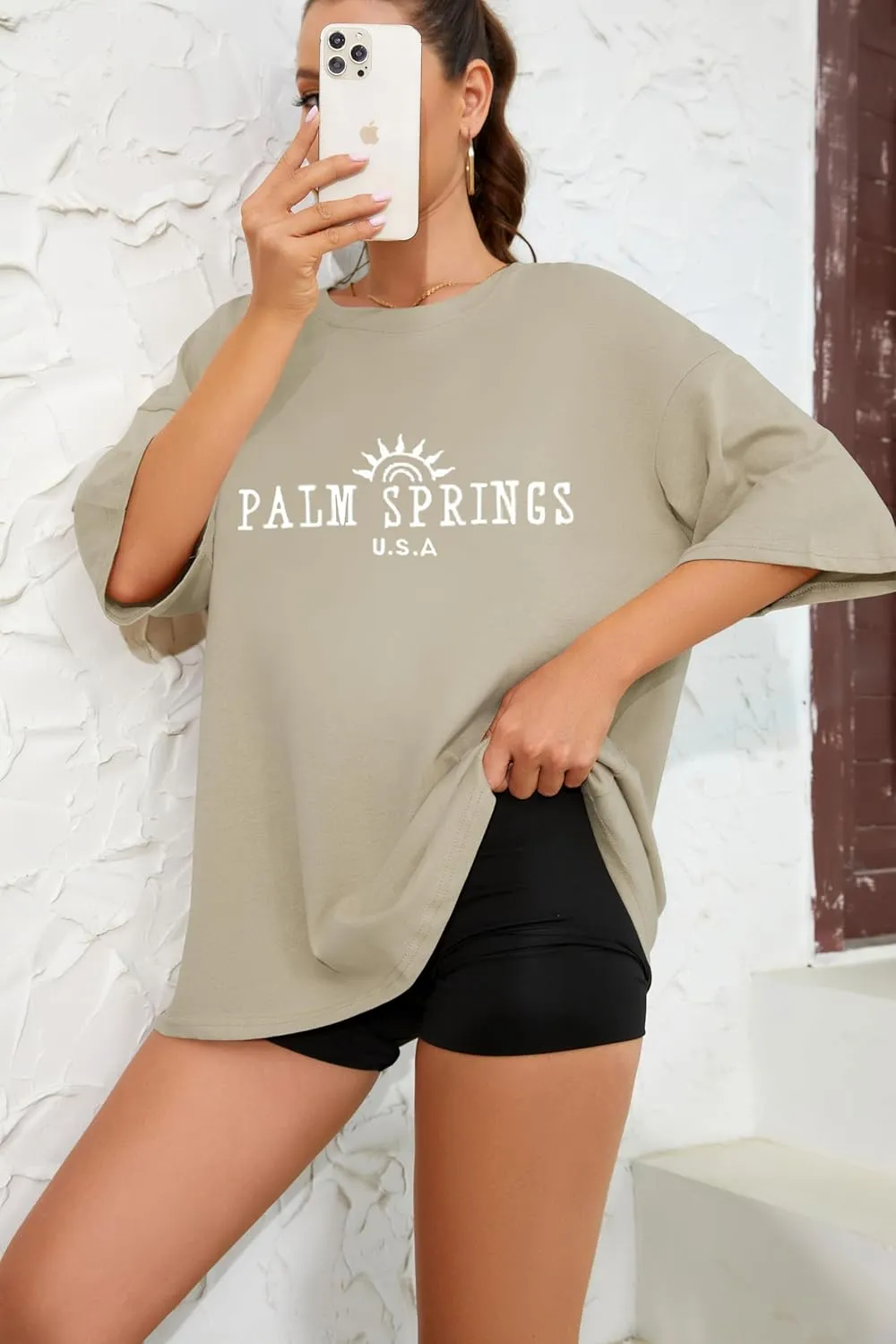 Fenxxxl Womens Round Neck Oversized Tshirts Loose Casual Summer Shirts Junior Tops Boyfriend Graphic Tees