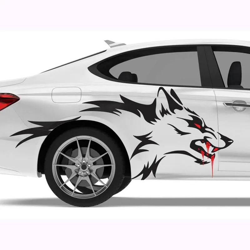 Fits Mustang F-150 Ranger Coyote Wolf Tattoo Grunge Design Tribal Door Bed Side Pickup Car Vinyl Graphic Decal Sticker leopard
