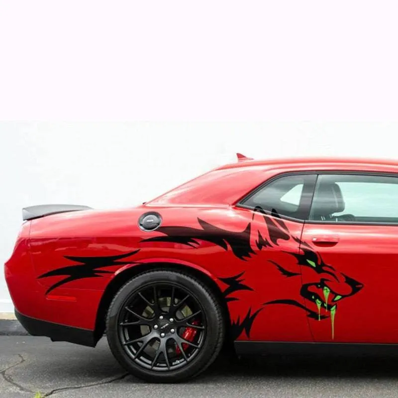 Fits Mustang F-150 Ranger Coyote Wolf Tattoo Grunge Design Tribal Door Bed Side Pickup Car Vinyl Graphic Decal Sticker leopard