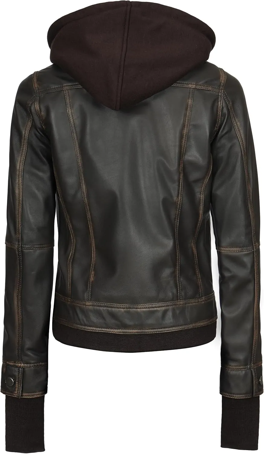 fjackets Leather Jackets For Women - Removable Hood & Bomber Real Lambskin Leather Jacket Womens