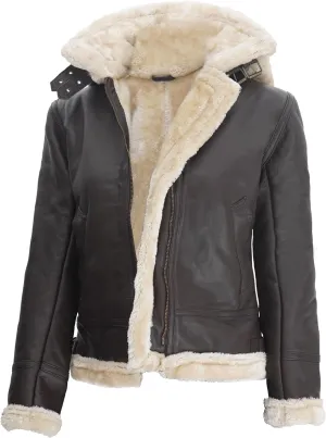 fjackets Leather Sherpa Jacket Womens - Real Lambskin Shearling Jackets For Women