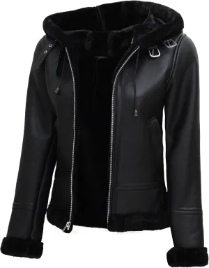 fjackets Leather Sherpa Jacket Womens - Real Lambskin Shearling Jackets For Women