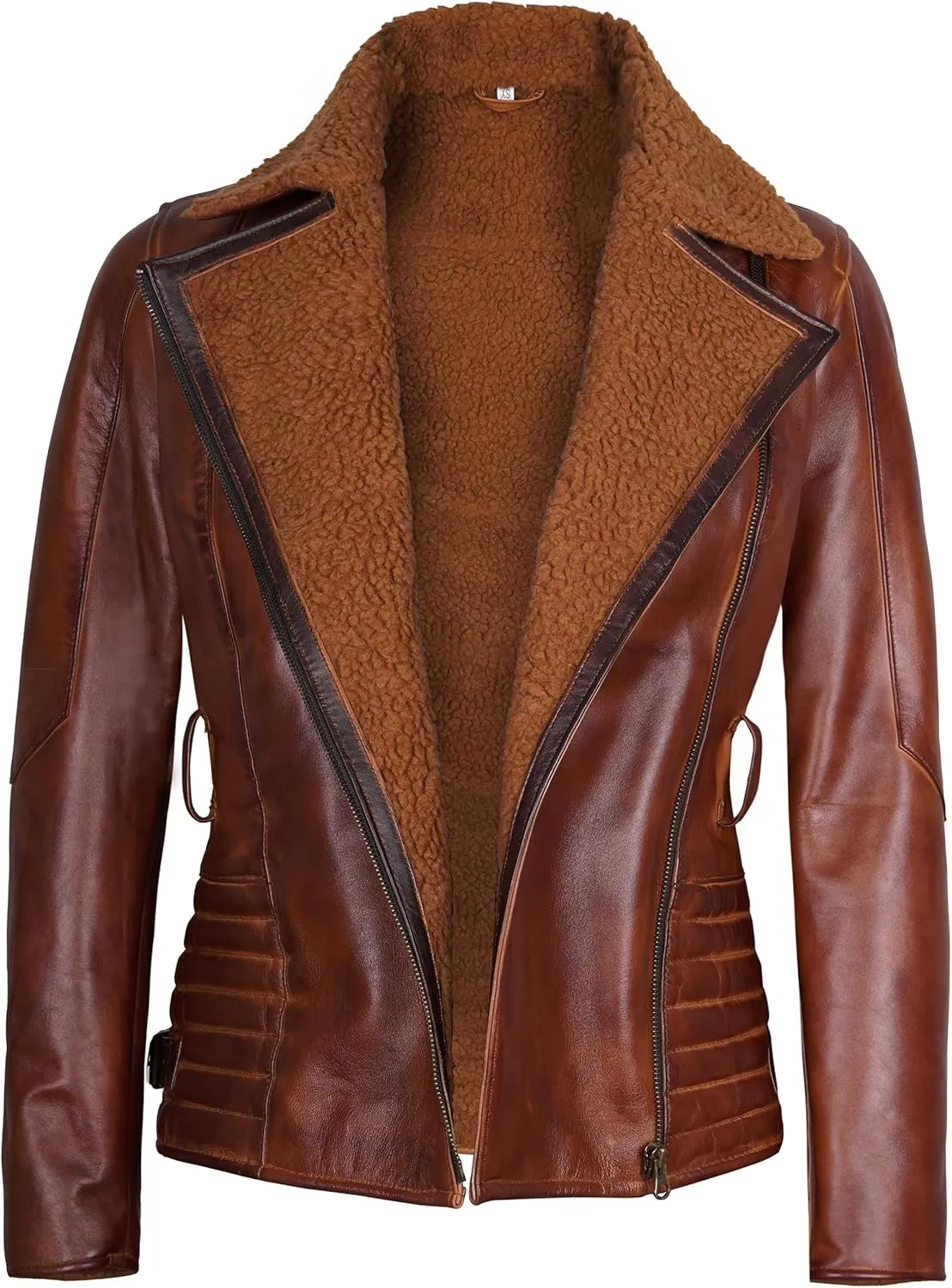 fjackets Leather Sherpa Jacket Womens - Real Lambskin Shearling Jackets For Women