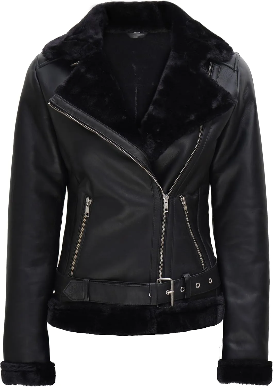 fjackets Leather Sherpa Jacket Womens - Real Lambskin Shearling Jackets For Women