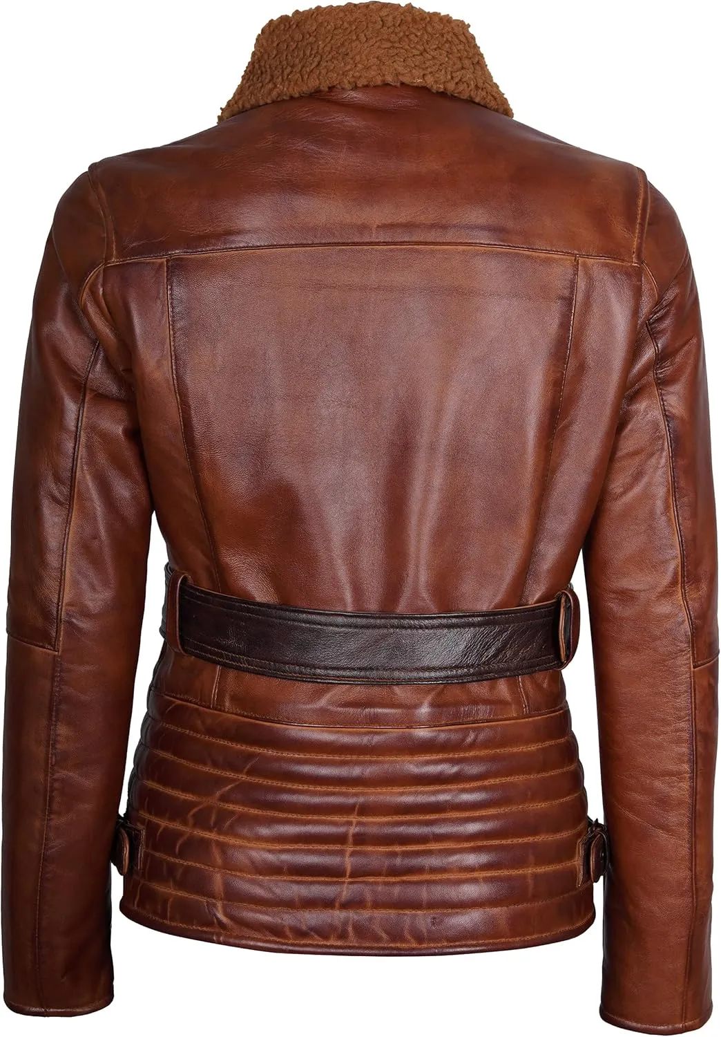 fjackets Leather Sherpa Jacket Womens - Real Lambskin Shearling Jackets For Women