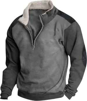 FlekmanArt Mens Quarter Zip Pullover Stand Collar Long Sleeve Outfits V Neck Graphic Print T Shirts Fashionable Pullovers