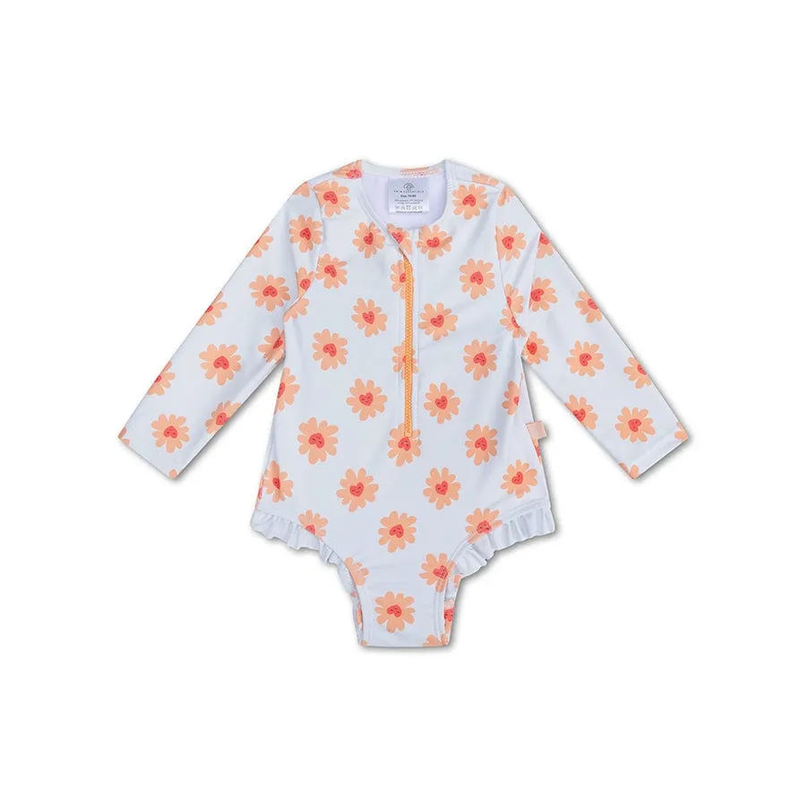 Floral Love | Multicolour UV swimsuit with long sleeves for girls