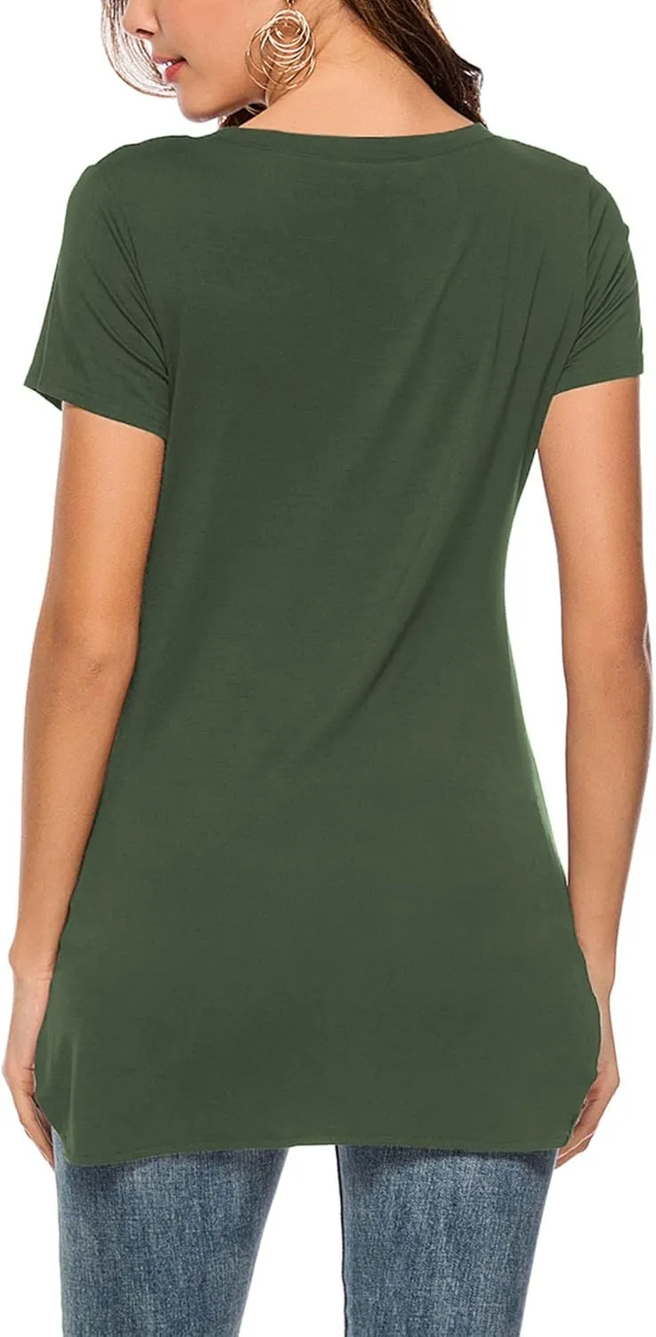 Florboom Womens Casual Tunic Tops Short/Long Sleeve Tshirts Scoop Neck Long Shirt Fitted Tees