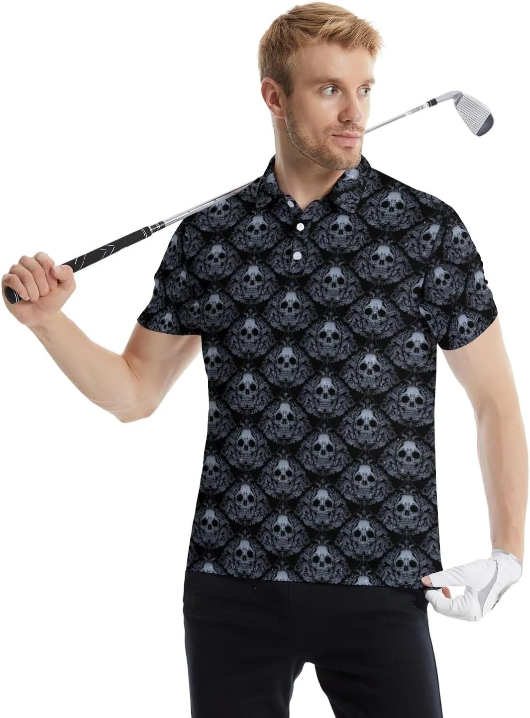 Funny Golf Polos for Men Funny Print Short Sleeve Shirts Quick Dry Polo Shirts Hawaiian Shirt Performance Golf Outfits