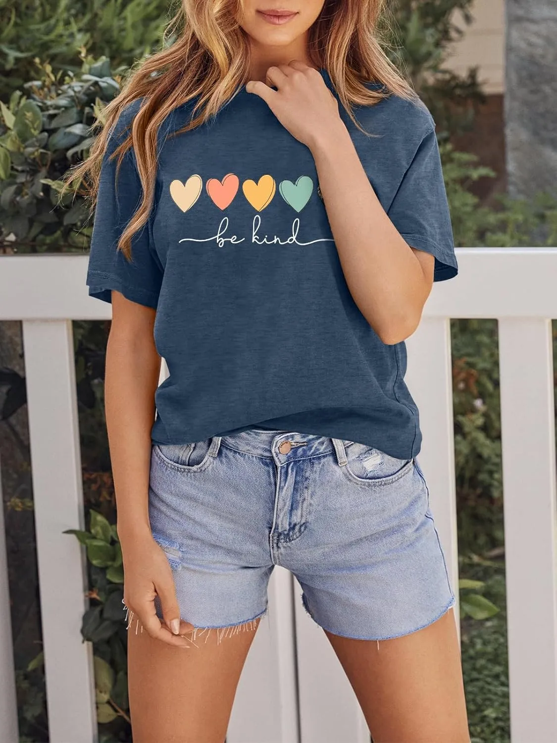 GEMLON Graphic T-Shirts for Women Loose Print Short Sleeve Tops Summer Casual Tees Shirt