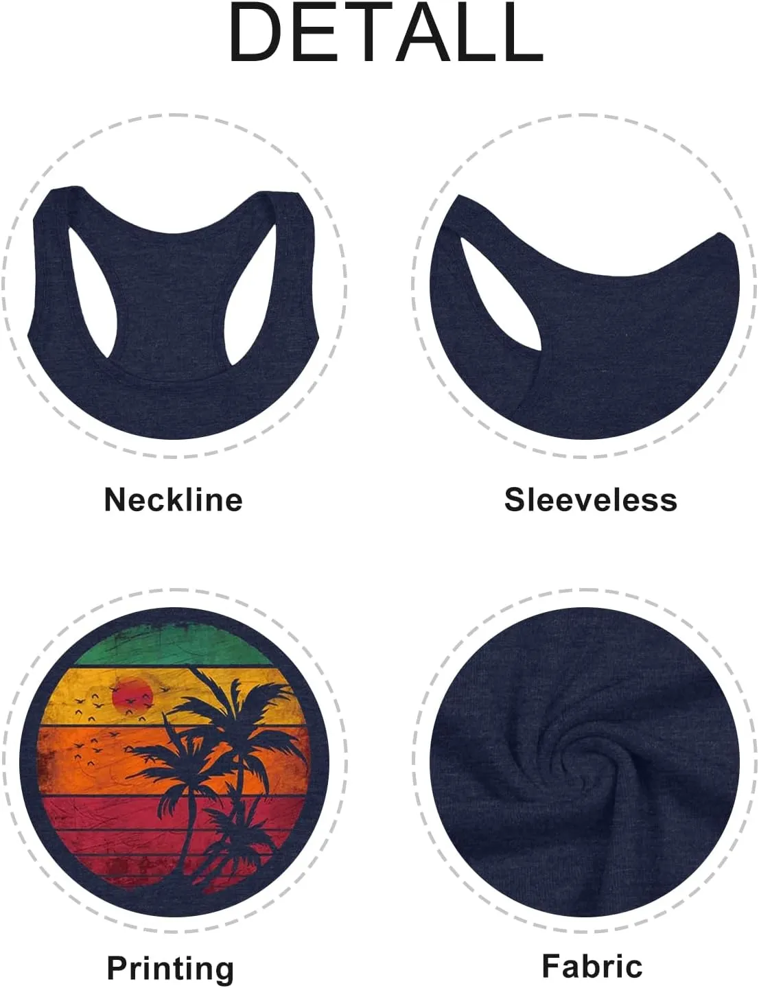 GEMLON Womens Tank Tops Summer Graphic Basic Casual Loose Sleeveless Tees Shirts for Women